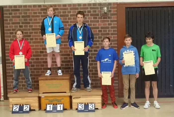 JE U15: 1. Platz: Jonas Weidemann, 2. Platz: Marvin Koch, 3. Platz: Niklas Cebulski, 5. Platz: Marc Kaiser