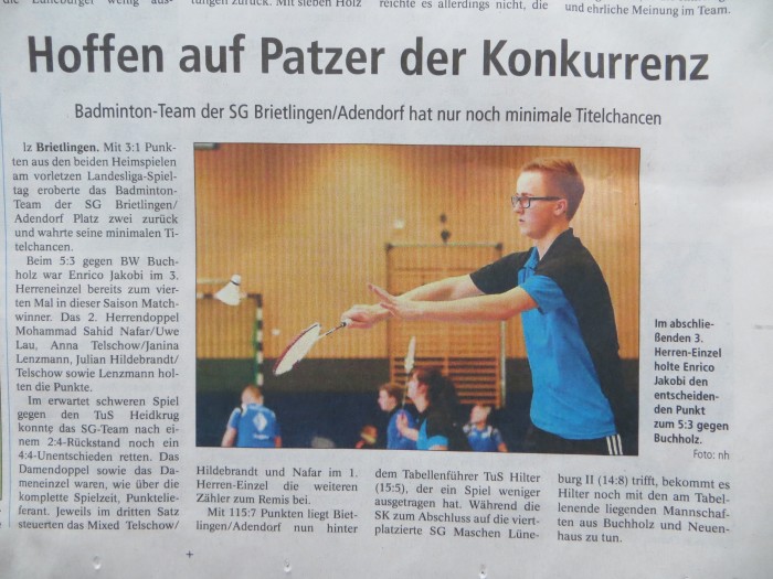Bericht aus der Landeszeitung Lüneburg vom 31.01.16